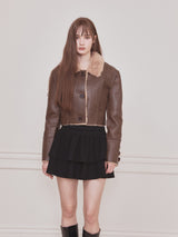 Short reversible leather mustang (Brown)