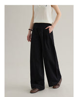 loose-fit high-waisted straight denim pants
