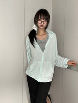 Antale Sheer Oversized Hooded Zip-Up 4color