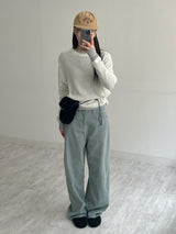 バックルシースルーニットTシャツ