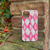 [ Pink silver check pattern ] Hard Case