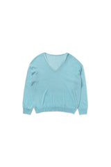 Button v-neck knit_skyblue