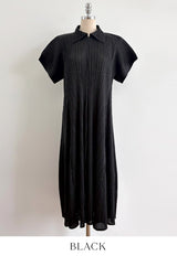 Karon Zipper Collar Pleated Maxi One Piece