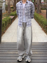Washing Check Damage Long Sleeve Shirt