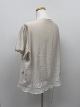 [Short Sleeve Version] Drape Color Matching Loose Fit Blouse