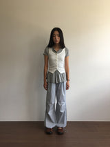 シルクシャーリングフレアTシャツ (3color)