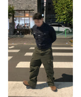 ウォッシュ加工カーゴバイカーパンツ