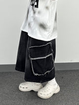 raw-edge cargo bermuda shorts