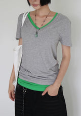 ソフト ロング Vネック Tシャツ