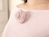 ルーズフィットコサージュニット Pink