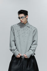 Pearl Embellished Cable Knit Sweater