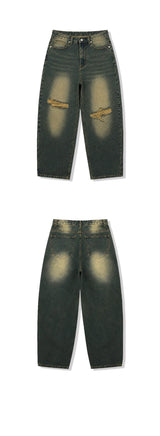 vintage balloon wide denim pants (muddy indigo)