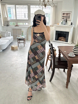 CHECK PATCH PRINTING LONG DRESS