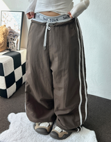 LOW-RISE NYLON TRACK WIDE PANTS 🖤🤎🩷💙4COLOR