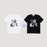 Flower Home Half Cropped Short Sleeve Tee (2 colors)