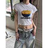 スリムプリンティングクロップTシャツ(2color)