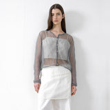 (CD-2206)SEE THROUGH WRINKLE CARDIGAN