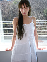 Boho Shirring Mini Dress (White)