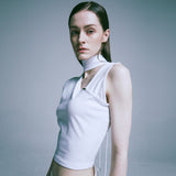 bermuda back string halter neck white