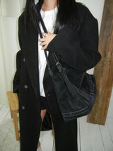 Double Strap Stitch Belt Matte Leather Big Square Crossbody Shoulder Bag