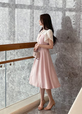 26SS★ Michelle Tie Color Matching Tulip Flare Long One Piece