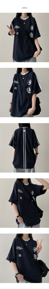 Patterned Track Line Short Sleeve Tee