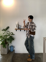 ストーブスクエアシェイプレザークロスボディーバッグ