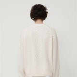 CASHMERE BLENDED CABLE KNIT WHITE