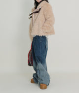 レイチェル 2ベルトディテールショート丈ファージャケット (Lining Quilted)