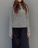 ストライプ ハーフ ジップアップ (BLACK) ウィメンズ