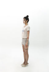 [Gerbera] Eyelet mini pantskirt (Beige)