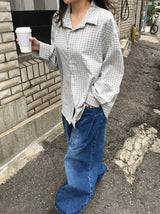[unisex] シルミチェック長袖シャツ