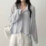 Denk ルーズフィットリネンポケット付きハーフクロップドシャツ southern