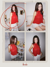 Halter Strap Red Flared Sleeveless T-shirt