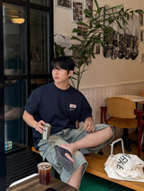 Fairy half cargo denim pants