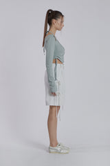 HALTER NECK SHIRRING TOP(MINT)