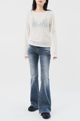 (W) Greyish Low Bootscut Denim