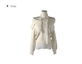 Dahi Off-Shoulder Button Knit Muffler Set