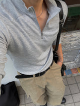 Vice shoulder half-zip muscular sleeve T-shirt