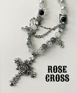 Rose Cross Layered Chain Necklace