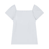 [MADE] Dual-Tone Contrast Lace Shirred Top