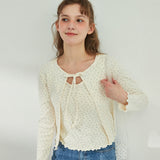 RIBBON PUNCHING CARDIGAN_CREAM
