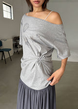 SHELL SHIRRING OFF TEE
