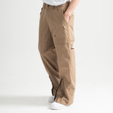 Poly Cotton RIB Track Zip Pants - BEIGE
