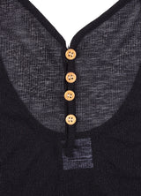 SEETHROUGH BUTTON SLEEVELESS_Black