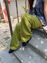 デセンカラーストレートコットンパンツ