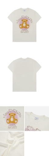 24FW BLUR SKETCH BEAR SHORT SLEEVE T-SHIRT CREAM 