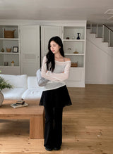 See-through Boat Neck Linen Knit (6color)