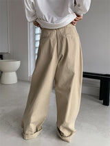 CURVED TUCK COTTON TROUSER