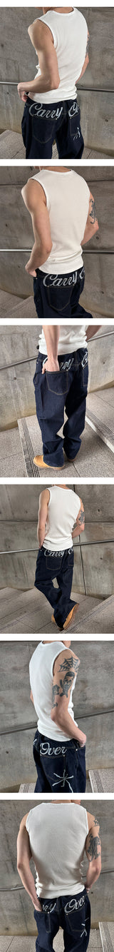[Unisex] Damage washing sleeveless(4color)